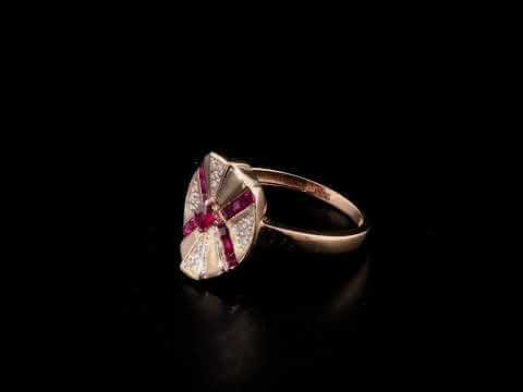 Yakut Pırlantalı 0.11 Ct. Prenses Rose Fantezi Yüzük 14K