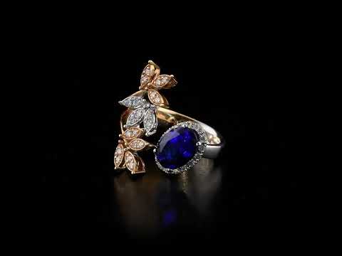Safir Pırlantalı 0.41 Ct. Calidaeria Rose Beyaz Fantezi Yüzük 18K