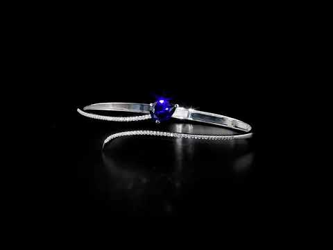 Safir Pırlantalı 0.36 Ct. Damla Kesim Iolastra Kelepçe 14K