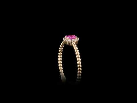 Renkli Taşlı 0.27 Ct. Oval Kesim Pırlanta Rose Yüzük 18K