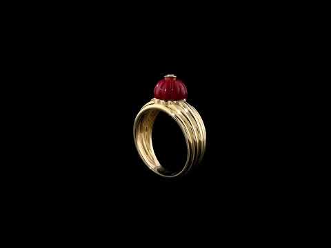 Pırlanta 0.05 Ct. Kırmızı Mineli Altın Yüzük 14K