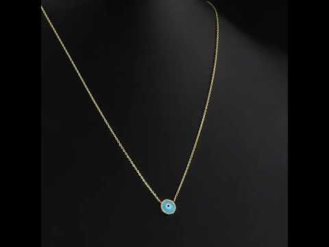 Nazar Boncuklu 0.10 Ct. Pırlantalı Altın Kolye 18K