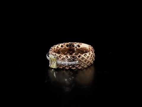 Citrine Pırlantalı Prenses 0.13 Ct. Rose Yüzük 18K