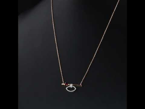 Yakut Pırlantalı 0.14 Ct. Damla Theoria Rose Kolye 14K