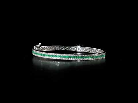 Zümrüt Pırlantalı 0.47 Ct. Prenses Kesim Vernalia Kelepçe 14K