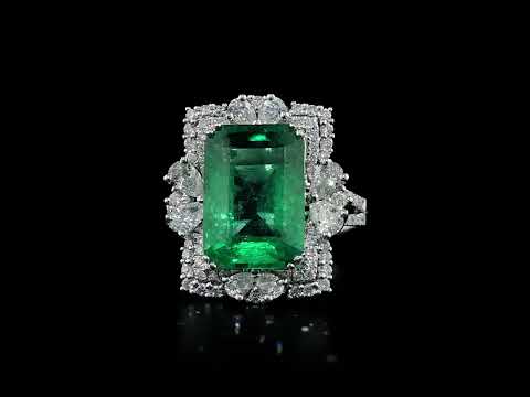 6.88 Ct Zümrüt Taşlı Pırlanta Yüzük 1.39 Ct. F VS 18K