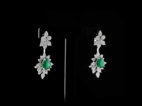 Zümrüt Pırlantalı 3.29 Ct. Damla Fulgorina Küpe 18K