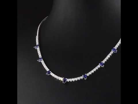 Pırlantalı Damla Safir Altın Gerdanlık 3.64 Ct. 18K