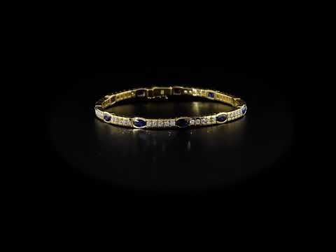 Pırlantalı Oval Safir 1.86 Ct. Altın Bileklik 18K