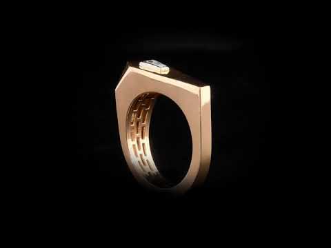 Pırlantalı 0.06 Ct. Traplez Rose Yüzük 18K