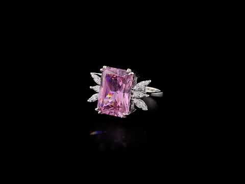 Pırlantalı 0,26 Ct. Prenses Pink Quartz 14K