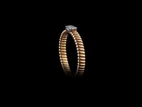 Pırlantalı 0.06 Ct. Fantezi Rose Hareket Yüzük 18K