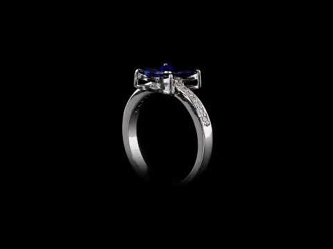 Safir Pırlantalı Markiz Kesim 0.09 Ct Sapheria Yüzük 18K