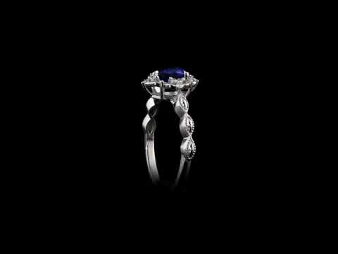 Safir Pırlantalı 0.06 Ct. Caeliria Damla Kesim Yüzük 14K