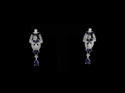 Safir Pırlantalı 3.28 Ct. Stellavia Fantezi Küpe 18K