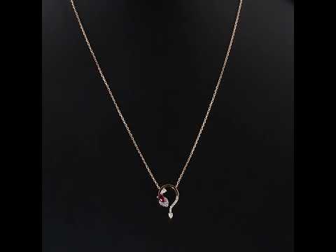 Yakut Pırlantalı 0.20 Ct Damla Lacrydiva Rose Kolye 18K