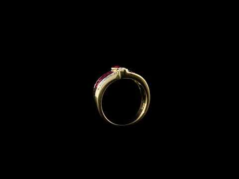 Damla Pırlantalı Prenses Yakut Altın Yüzük 0.54 Ct 18K