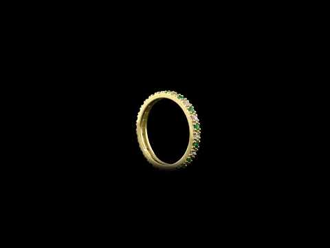 Pırlantalı 0.26 Ct. Zümrüt Altın Tamtur Yüzük 18K