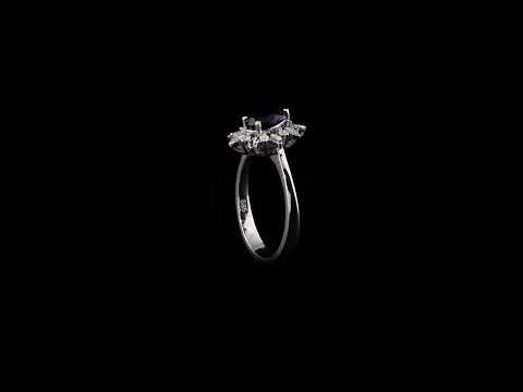 Pırlantalı 0.12 Ct. Damla Safir Fantezi Yüzük 14K