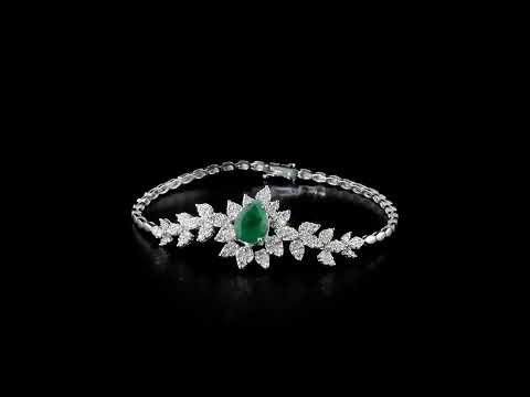 Zümrüt Pırlantalı 2.27 Ct. Damla Fulgorina Bileklik 18K