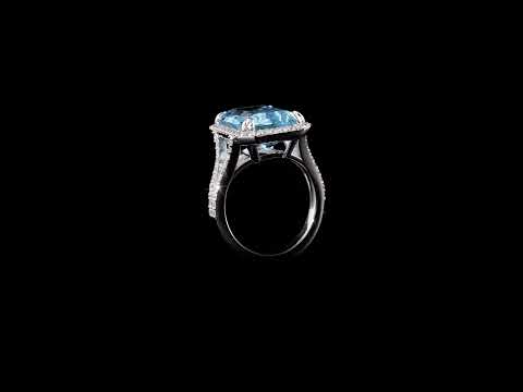 Pırlantalı Prenses Aquamarine Altın Yüzük 0.83 Ct. 18K