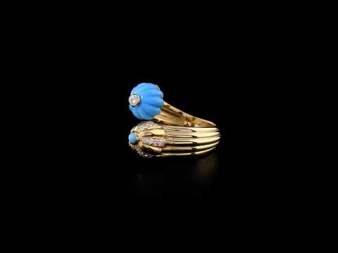 Pırlanta 0.24 Ct. Mavi Mineli Sarmal Atın Yüzük 14K