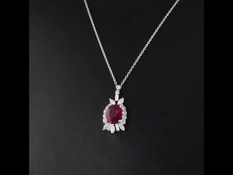 Markiz Pırlantalı Oval Yakut Altın Kolye 1.73 Ct. 18K