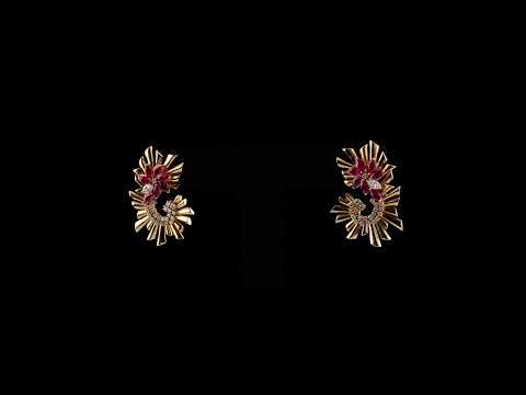 Markiz Yakut Pırlantalı 0.51 Ct. Rubespera Küpe 18K