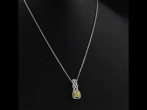 Citrine Pırlantalı 0.34 Ct. Prenses Kesim Aromia Kolye 18K