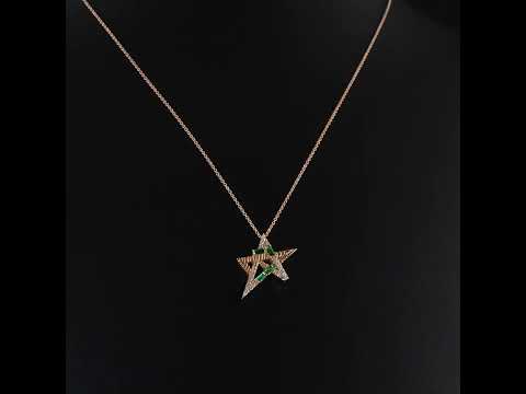 Baget Zümrüt Pırlantalı 0.13 Ct. Veridia Rose Kolye 14K