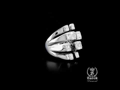 Baget Dört Kol Pırlanta Yüzük 1.12 Ct. E VS 14K