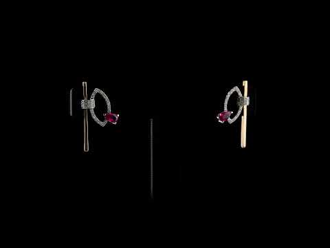 Yakut Pırlantalı 0.35 Ct. Damla Theoria Rose Küpe 14K