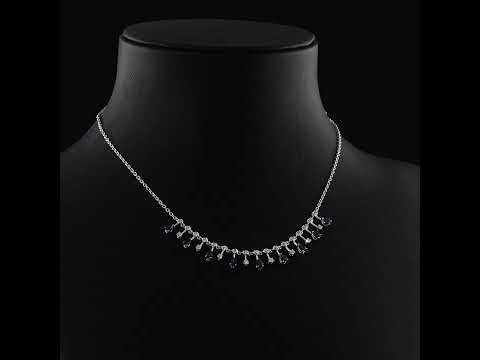 Pırlantalı Damla Safir  Kolye 0,52 Ct. 18K