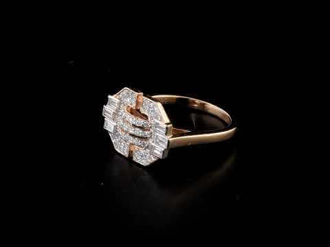 Baget Pırlantalı 0.50 Ct. Fantezi Rose Yüzük 14K