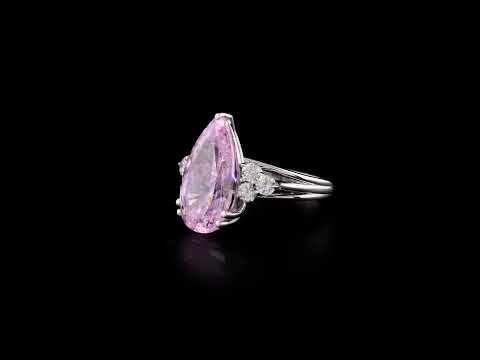 Pırlantalı 0.61 Ct. Damla Pink Quartz Altın Yüzük 14K