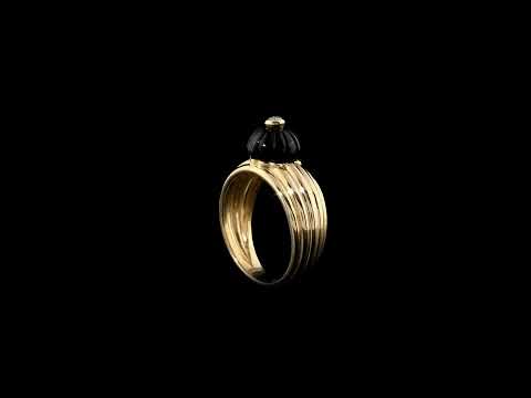 Pırlanta 0.05 Ct. Siyah Mineli Altın Yüzük 14K