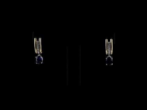 Safir Pırlantalı 0.23 Ct. Oval Briseia Altın Küpe 14K