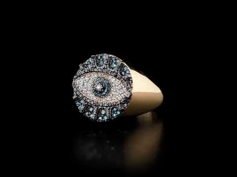 Renkli Taşlı Pırlanta 0.53 Ct. Rose Yüzük 14K