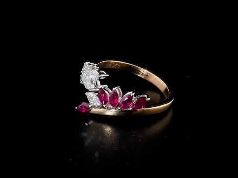 Yakut Pırlantalı 0.37 Ct. Markiz Saliena Rose Yüzük 18K
