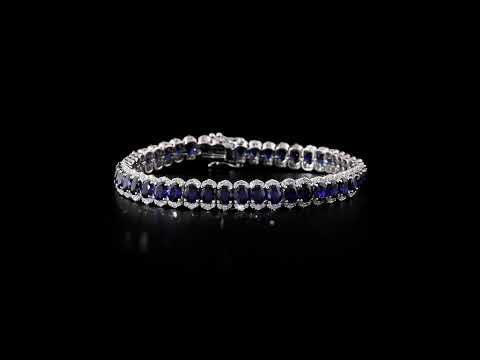 Pırlantalı Safir Oval Taşlı 2.15 Ct. Beyaz Altın Bileklik 18K