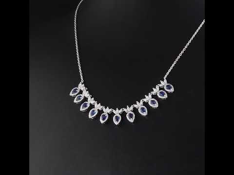 Markiz Pırlantalı Damla Safir Altın Kolye 1.69 Ct. 18K