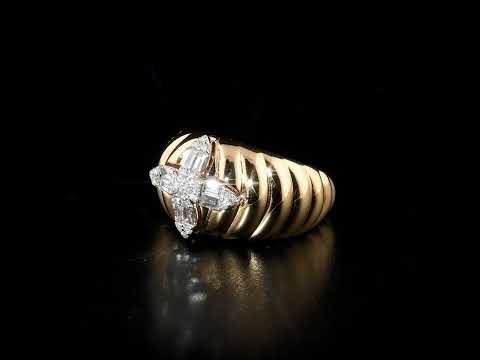 Baget Pırlantalı 0.37 Ct. Rose Fantezi Yüzük 18K