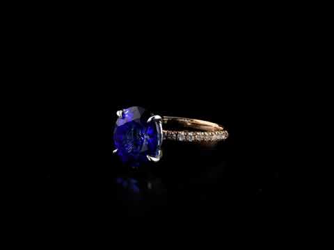 Safir Pırlantalı 0.23 Ct. Oval Rose Fantezi Yüzük 14K