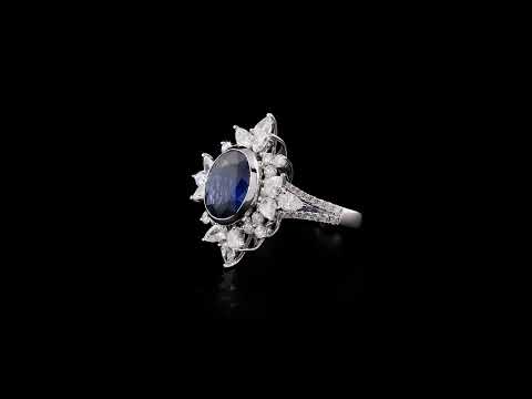 Damla Pırlantalı Safir 1,62 Ct. Fantezi Yüzük 18K