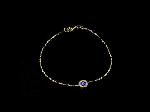 Nazar Boncuklu 0.07 Ct. Pırlantalı Altın Bileklik 18K