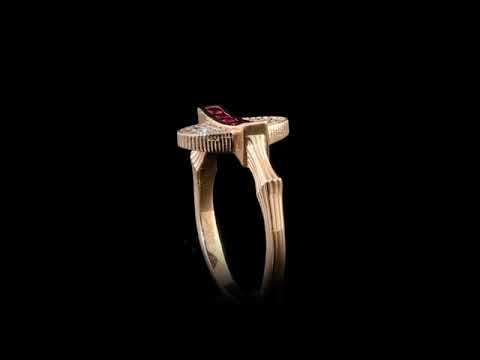 Yakut Pırlantalı 0.15 Ct. Castalia Rose Yüzük 14K