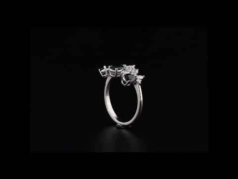 Markiz Pırlantalı 0.48 Ct. Damla Safir Fantezi Altın Yüzük 18K