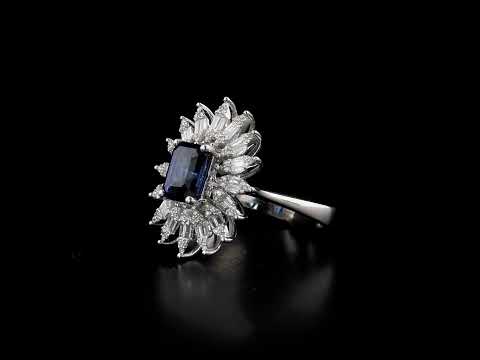 Safir Pırlantalı 0.54 Ct. Prenses Fantezi Yüzük 14K