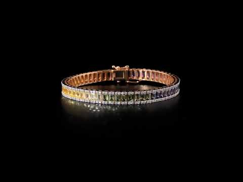 Pırlantalı Prenses Kesim Gökkuşağı 2,57 Ct. Rose Altın Bileklik 18K
