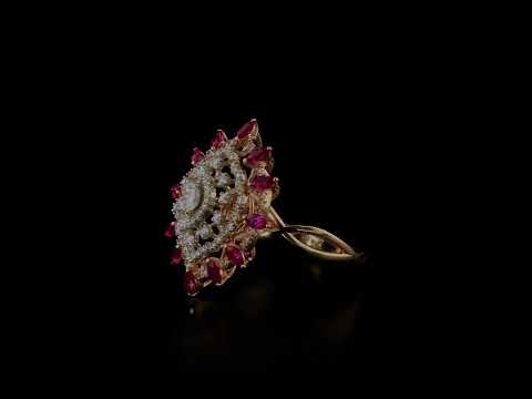 Markiz Yakut Pırlantalı 0.49 Ct. Pyronephele Rose Yüzük 18k